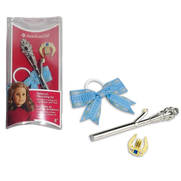 American Girl Rebecca HAIR STYLING SET Curling Iron Jeweled Comb Bow Accessory - Picture 1 of 7